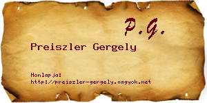 Preiszler Gergely névjegykártya